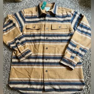 L.L. Bean Plaid Flannel Shirt in Brown and Cream